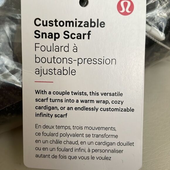 LULULEMON SCARF CUSTOMIZABLE SNAP SCARF HEATHERED BLACK RULU SOFT CARDIGAN NWT - Picture 2 of 3